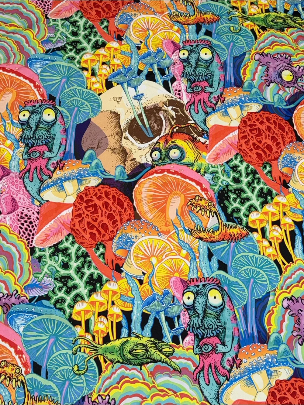 Vibrant Multicolor Psychedelic Skull Print Tapestry wall hanging 50x58